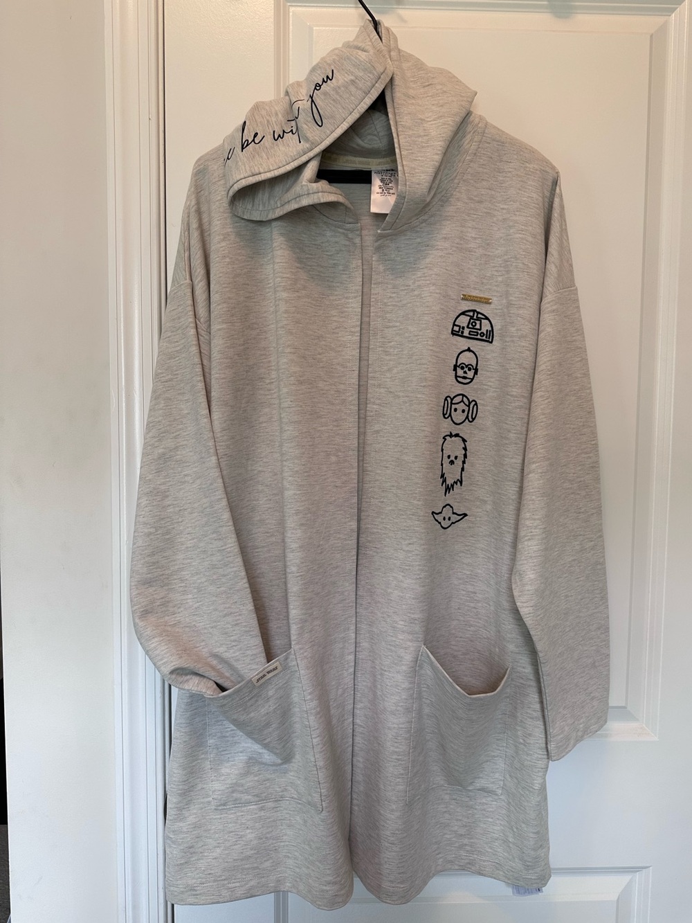 Disney Parks Star Wars Embroidered Light Gray Hooded Cardigan Women’s Size 2X